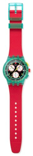 Swatch Chrono 42 Unisex Casual Watch Polymer Green Quartz Water Resistant Swatch NEON Emerald Chrono