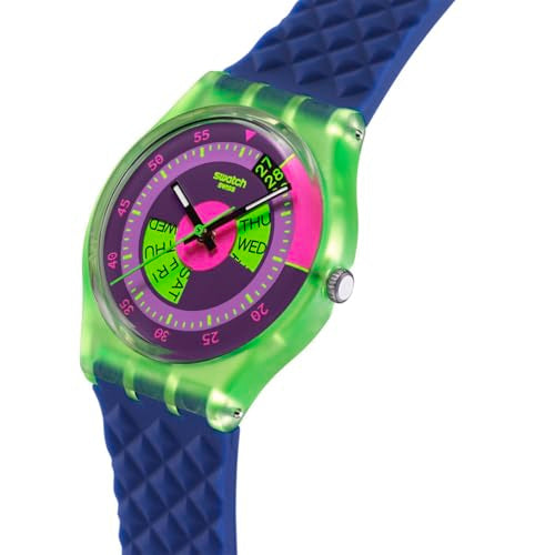 Swatch Gent Unisex Casual Watch Biosourced Green Quartz Water Resistant Swatch NEON SKYCHART