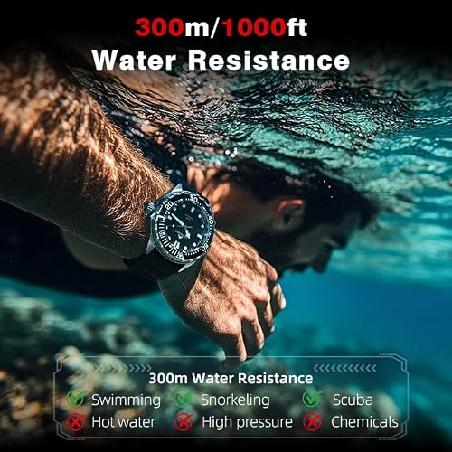 NORTH EDGE Triton Solar Dive Watch, 300M, Blue Silicone Strap