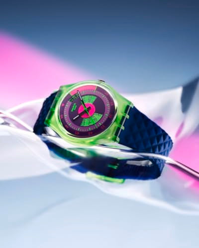 Swatch Gent Unisex Casual Watch Biosourced Green Quartz Water Resistant Swatch NEON SKYCHART