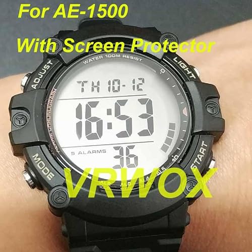 VRWOX [3-Pcs] TPU Screen Protector For AE-1500 AE-1500WH-1AV Watch Full Coverage HD Clear Anti-Bubble and Anti-Scratch For 【AE-1500】