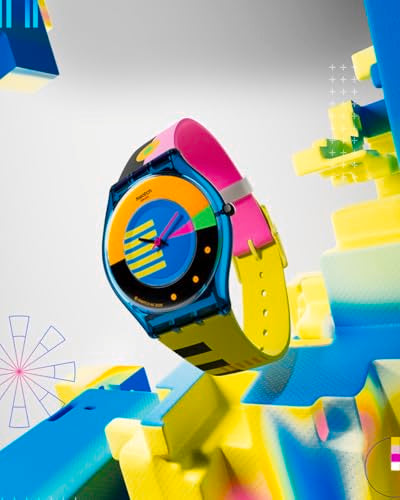 Swatch Skin Classic Biosourced Unisex Casual Watch Biosourced Blue Quartz Water Resistant Swatch NEON FLUMOTIONS