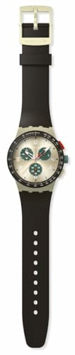 Swatch Chrono 42 Unisex Watch Dress Stainless Steel Beige Quartz Waterproof Obsidian Ink