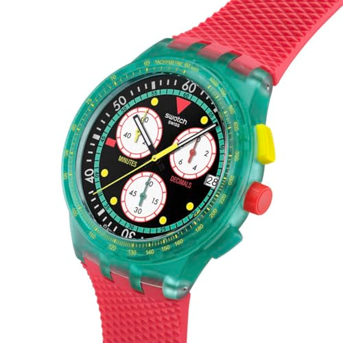 Swatch Chrono 42 Unisex Casual Watch Polymer Green Quartz Water Resistant Swatch NEON Emerald Chrono