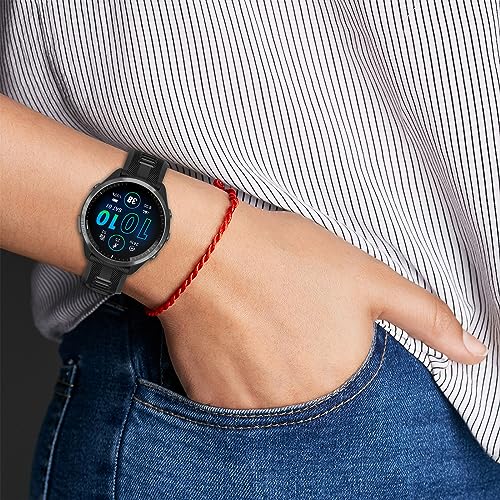 TopPerfekt Band Compatible with Garmin Forerunner 965, Soft Silicone Replacement Watch Band Strap for 965 Smart Watch for Women Men Black - Grey