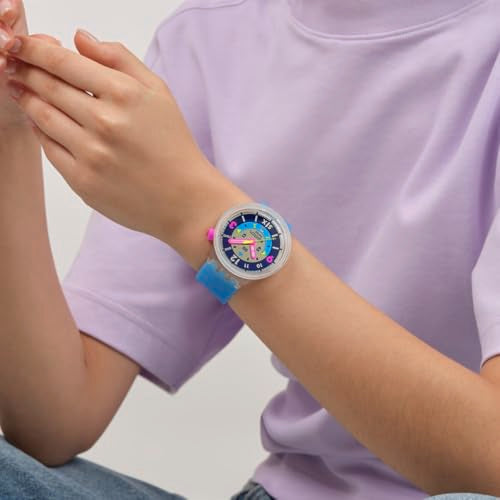 Swatch Big Bold Unisex Casual Watch Polymer Transparent Quartz Water Resistant Swatch NEON Hielo