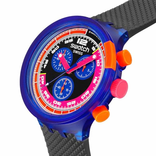 Swatch Big Bold Chrono Biosourced Unisex Watch Casual Polymer Blue Automatic Waterproof Swatch Neon Party to The Max