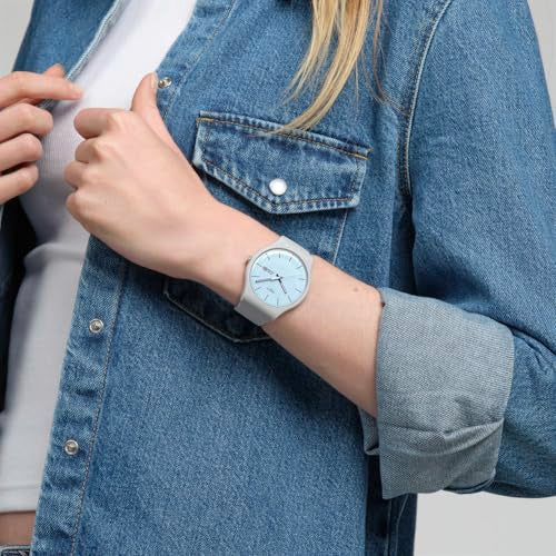 Swatch New Gent Biosourced Unisex Watch Casual Polymer Grey Quartz Waterproof Blueberry Sky