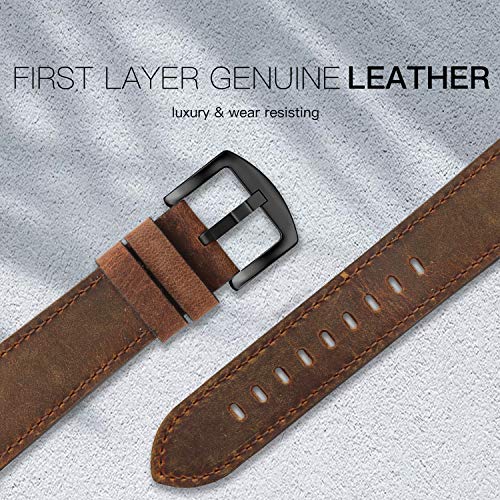 EDIMENS Leather Bands Compatible with Apple Watch 46mm 45mm 44mm 42mm(Series 1 2 3) Band Men Women, Vintage Genuine Leather Wristband Replacement Band Compatible for Apple Watch iwatch Series 10 9 8 7 6 5 4 SE