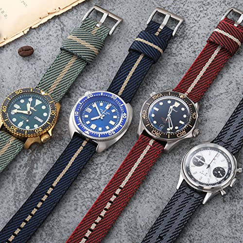 TACTICAL FROG 20mm 22mm Fast Release Nylon Watch band with Stainless Steel Buckle, Two-Piece Waterproof Nylon Watch Strap for Men & Women… (Bluekhaki, 20mm)