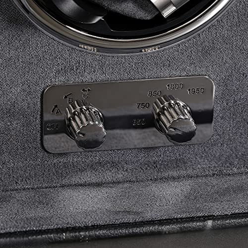 ROTHWELL 4 Watch Winder for Automatic Watches with Quiet Motor with Multiple Speeds and Rotation Settings (Black/Grey)