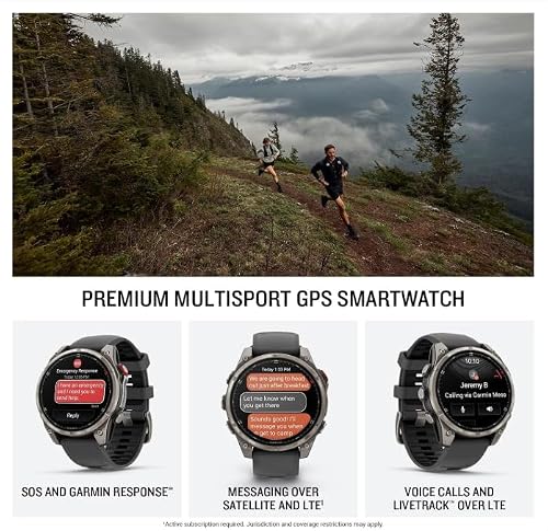 Wearable4U - Garmin Fenix 8 Pro 47mm AMOLED Sapphire Premium Connected Multisport GPS Smartwatch, inReach Technology, Titanium with Graphite Silicone Band w/Black Earbuds Bundle