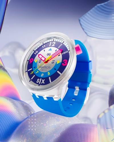 Swatch Big Bold Unisex Casual Watch Polymer Transparent Quartz Water Resistant Swatch NEON Hielo