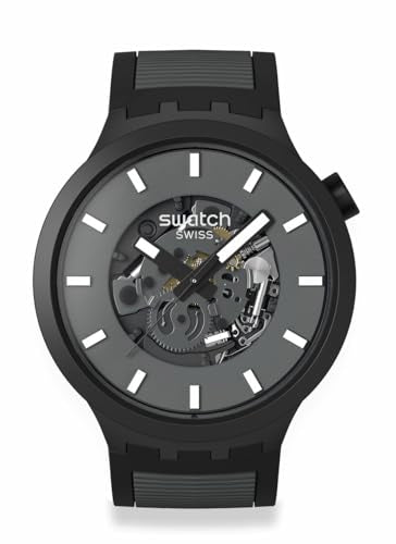 Swatch Big Bold Biosourced Lacquered Unisex Watch Casual Polymer Black Automatic Waterproof Past The Horizon