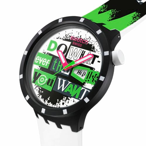 Swatch Big Bold Bioceramic Unisex Watch Casual Polymer Black Automatic Waterproof Lash Out