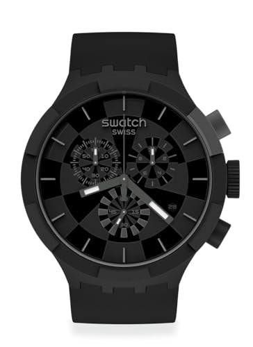 Swatch Big Bold Chrono Unisex Watch Casual Plastic Black Automatic Waterproof Checkpoint Black