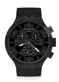 Swatch Big Bold Chrono Unisex Watch Casual Plastic Black Automatic Waterproof Checkpoint Black