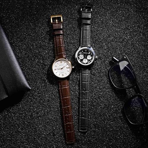 WOCCI 20mm Watch Band, Top Grain Leather, Embossed Alligator Grain, Quick Release, Golden Buckle (Brown)