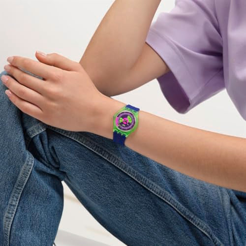 Swatch Gent Unisex Casual Watch Biosourced Green Quartz Water Resistant Swatch NEON SKYCHART