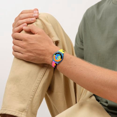 Swatch Skin Classic Biosourced Unisex Casual Watch Biosourced Blue Quartz Water Resistant Swatch NEON FLUMOTIONS