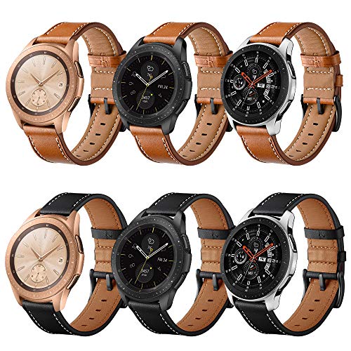 Olytop Quick Release Leather Watch Band - Choice of Width -20mm 22mm Watch Bands, Top Layer Cowhide Leather Watch Straps Replacement Wristband for Men Women, Black+Brown