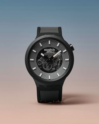 Swatch Big Bold Biosourced Lacquered Unisex Watch Casual Polymer Black Automatic Waterproof Past The Horizon