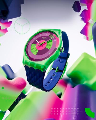 Swatch Gent Unisex Casual Watch Biosourced Green Quartz Water Resistant Swatch NEON SKYCHART
