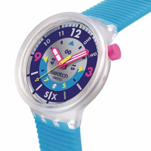 Swatch Big Bold Unisex Casual Watch Polymer Transparent Quartz Water Resistant Swatch NEON Hielo