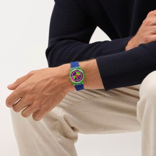 Swatch Gent Unisex Casual Watch Biosourced Green Quartz Water Resistant Swatch NEON SKYCHART
