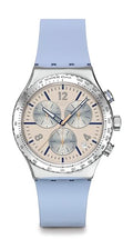 Swatch New Irony Chrono Unisex Dress Watch Stainless Steel Blue Quartz Water Resistant BLUESHIFT Glow