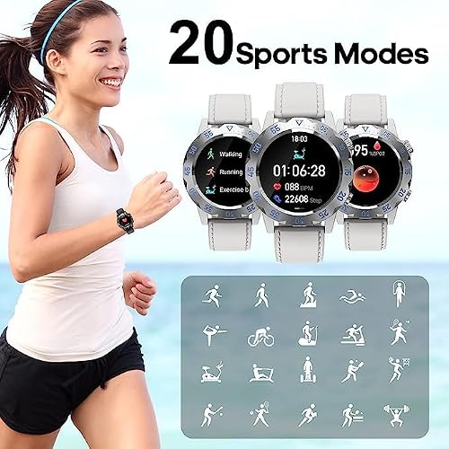 KAVVO Oyster Urban Smart Watch for Men, 46mm Fitness Smartwatch with Blood Oxygen Heart Rate Sleep Monitor, Multiple Sports Modes Tracker for Android iOS Phones (Raw White)