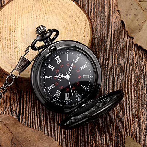 MJSCPHBJK Vintage Pocket Watch for Men Roman Numerals Scale Quartz Pocket Watches with Chain for Xmas Fathers Day Gift