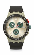 Swatch Chrono 42 Unisex Watch Dress Stainless Steel Beige Quartz Waterproof Obsidian Ink