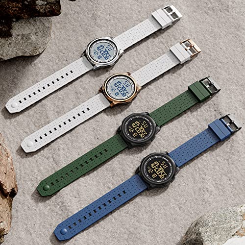 GOLDEN HOUR Ultra-Thin Minimalist Sports Waterproof Digital Watches Men with Wide-Angle Display Rubber Strap Alloy Steel Case Wrist Watch for Men Women in Army Green