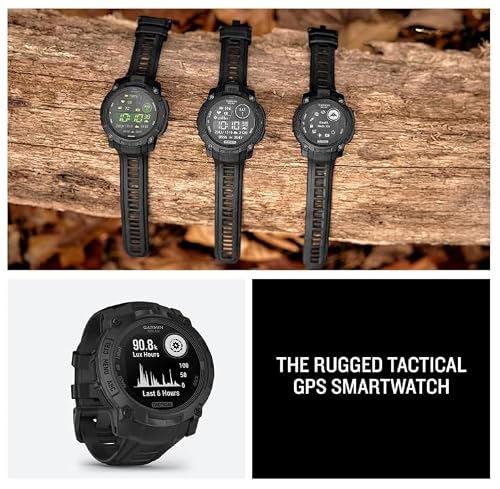 Wearable4U Garmin Instinct 3 Tactical Edition, Solar Charging Display, 50mm, Rugged Outdoor GPS Smartwatch, Applied Ballistics Support, LED Flashlight, Multi-Band GPS White Earbuds Bundle