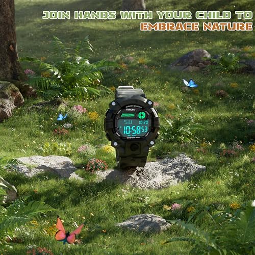 CakCity Boys Camouflage LED Sport Watch,Waterproof Digital Electronic Casual Military Wrist Kids Sports Watch with Silicone Band Luminous Alarm Stopwatch Watches