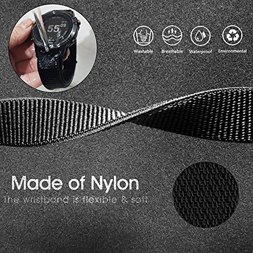 Abanen Hook and Loop Quick Dry Watch Band for Fenix 7X / 6X / 5X, 26mm Woven Nylon Ultralight Sport Wristband Strap for Garmin Fenix 6X Pro/Sapphire, 5X Plus, Enduro (Black Green)