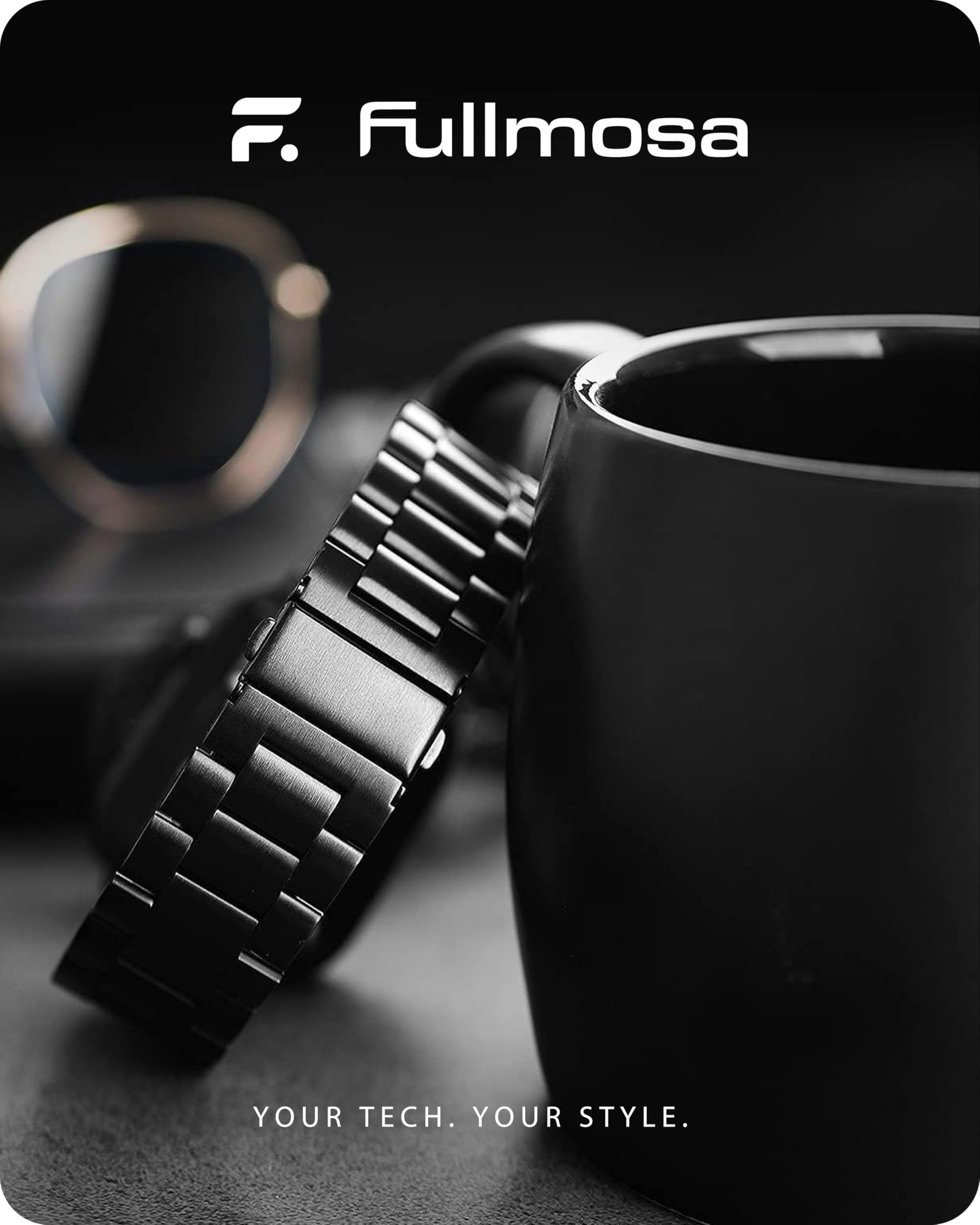 Fullmosa Metal Band Compatible with Apple Watch Bands 41mm 40mm 38mm 46mm 49mm 45mm 44mm 42mm, iWatch Band with Case for Apple Watch Series 11 10 9 8 7 6 5 4 3 2 1 SE3/2/1 Ultra3/2/1, 38mm 40mm 41mm Black